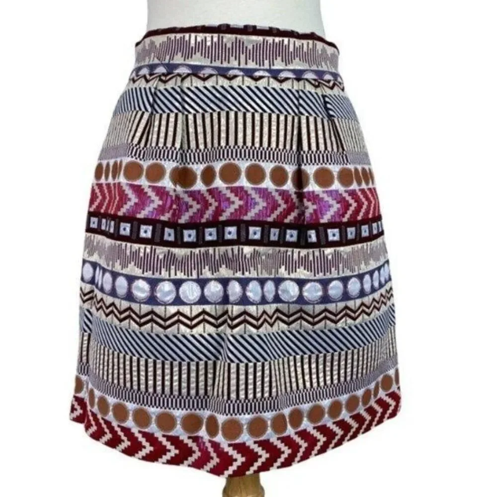Anthropologie Nomad Metallic Geo Skirt Size 2